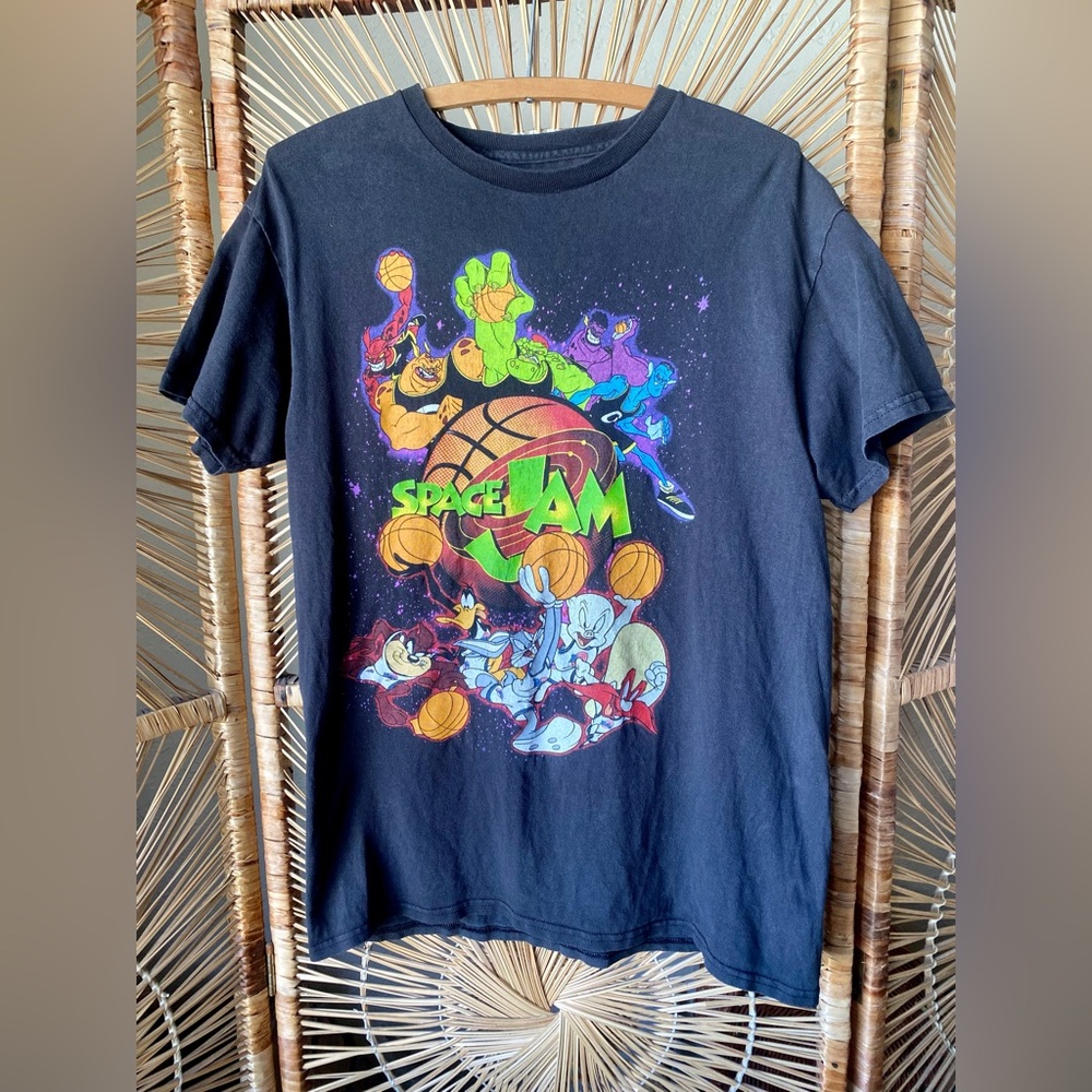 Space Jam Graphic Tee Black Cotton Size M